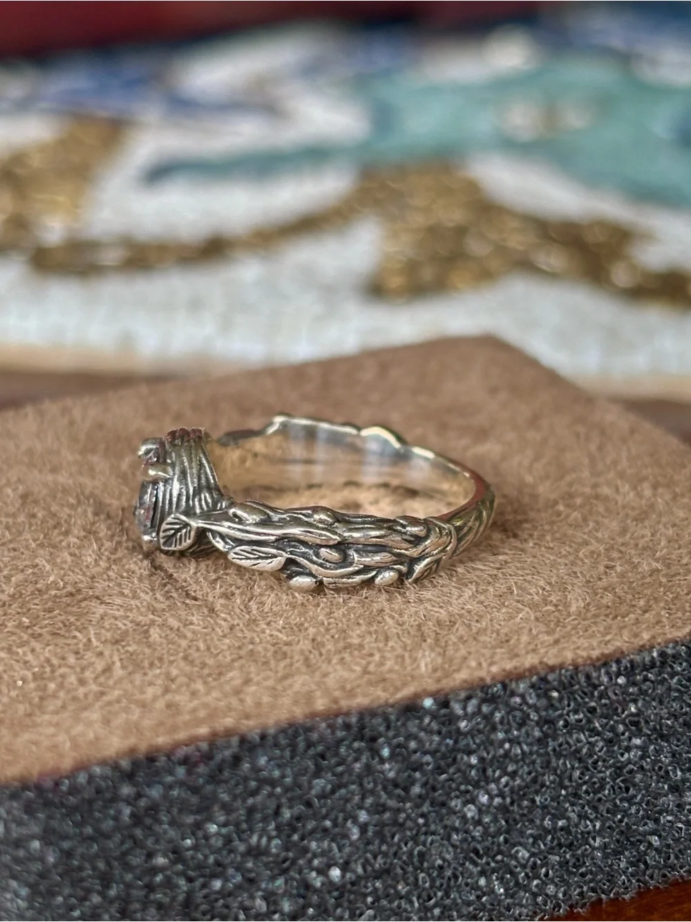 Silver Tree Branch Band Nature Woodland Boho Vine Hippie Engagement Ring Promise